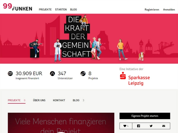 Crowdfunding-Plattform der Sparkasse Leipzig: 99 Funken