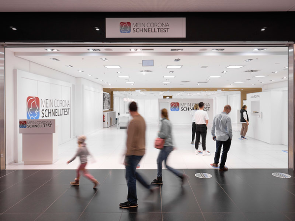 Corona-Testzentrum in den Höfen am Brühl, Foto: mfi Shopping Center Management GmbH