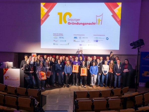Die Teilnehmenden der 10. Leipziger Gründungsnacht im Großen Hörsaal auf dem Campus Jahnallee. Foto: Swen Reichhold