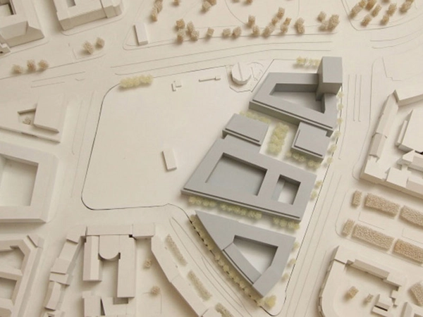 Wilhelm-Leuschner-Platz: Das Plangebiet mit Umfeld im Modell, Stand 2020, Foto: Stadt Leipzig