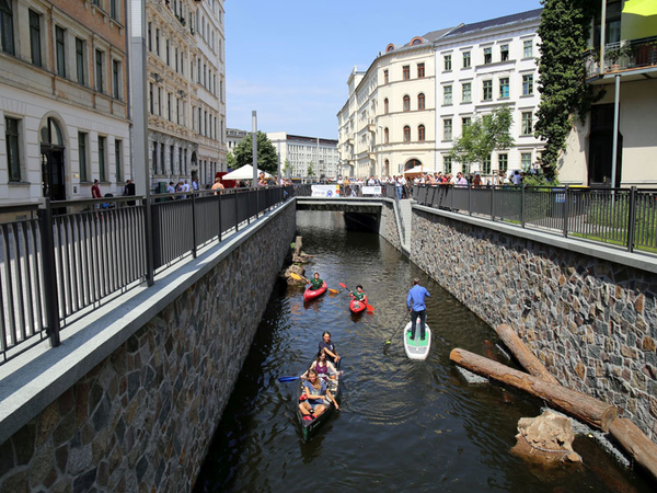 Elstermühlgraben: Eröffnung des vorletzten Abschnitts an der Thomasiusstraße, Foto: Andreas Schmidt