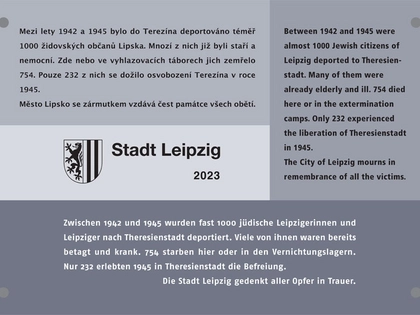 Gedenktafel für jüdische Leipziger in Gedenkstätte Theresienstadt