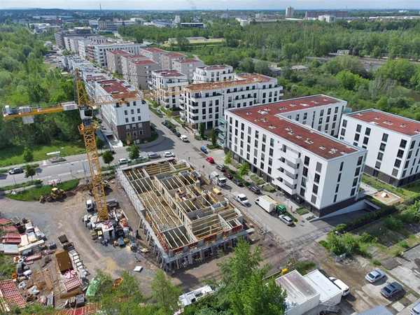 Neubau: Hafenstraße am Lindenauer Hafen, Foto: Peter Usbeck / LWB