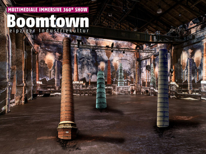 Kunstkraftwerk Leipzig präsentiert neue immersive Videoshow “Boomtown“ Kunstkraftwerk Leipzig präsentiert neue immersive Videoshow “Boomtown“