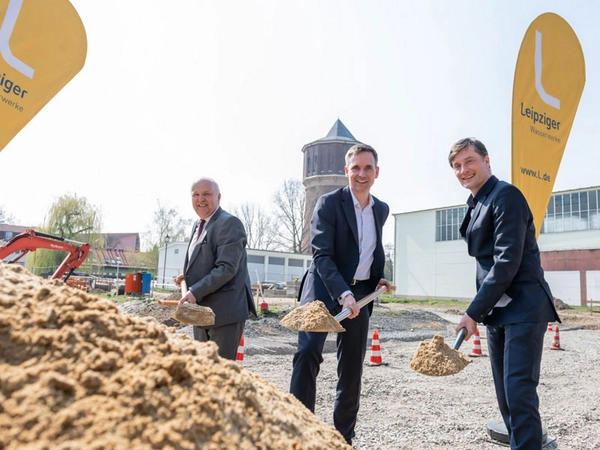 Spatenstich für den Laborneubau auf der Wasserversorgungsanlage Probstheida, Foto: Leipziger Gruppe