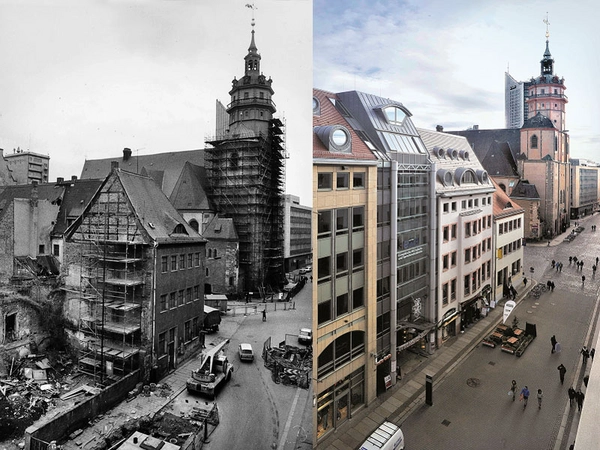 Nikolaikirche in Leipzig im Jahr 1988 und 2006, Foto: Armin Kühne