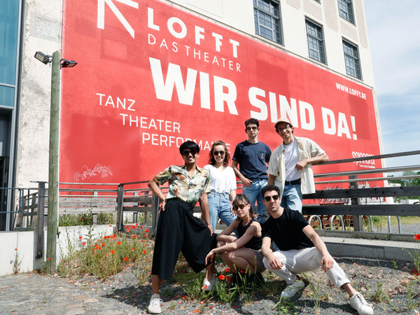 Marcelino Libao, Jeanne Baudrier, Daniel Róces Gómez, Marcelo Ferreira unten : Natasa Dudar, Vincenzo Timpa - ohne Pedro Luz, Foto: Ida Zenna / Oper Leipzig