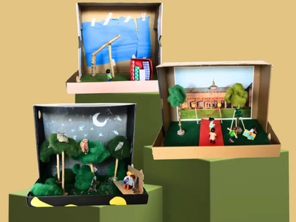 „Die Stadt im Karton“ - eine Ausstellung von Hortkindern der Pablo-Neruda-Schule