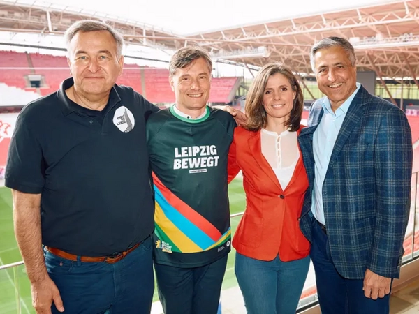 Markus Otto Vorstandsvorsitzender des Vereins "Gold für Leipzig", Sportbürgermeister Heiko Rosenthal, Sportmoderatorin und Ex-Olympionikin Franziska Schenk und Berlins Olympiabeauftragter Kaweh Niroomand Kaweh Niroomand, Foto: Sportstadt Leipzig