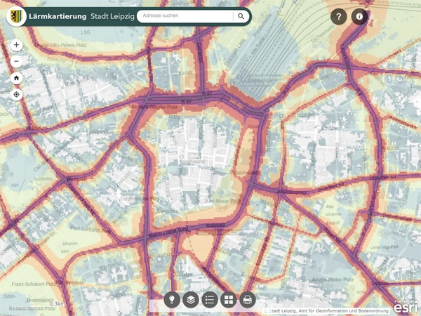 Lärmkartierung der Stadt Leipzig im Geoportal: geoportal.leipzig.de