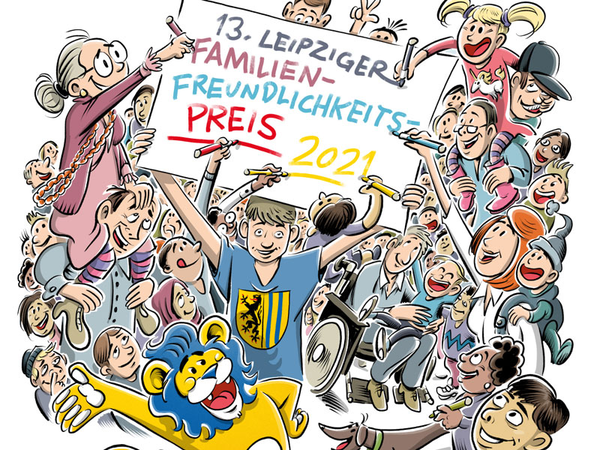 13. Leipziger Familienfreundlichkeitspreis 2021, Grafik: Schwarwel / Stadt Leipzig 