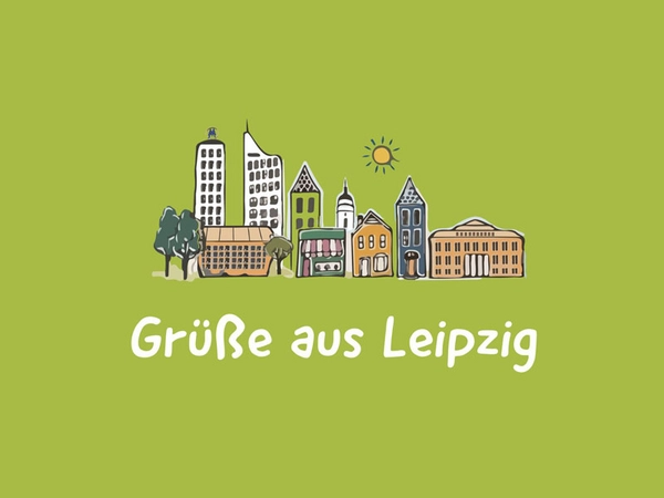 Postkarte Motiv 1: Grüße aus Leipzig, Grafik/Gestaltung: LTM / Diemar Jung Zapfe