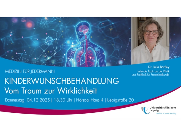 Dr. Julia Bartley spricht am 4. Dezember bei "Medizin für Jedermann" zur Kinderwunschbehandlung. Bild: UKL / Hagen Deichsel