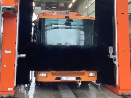 Moderne Fahrzeugwaschanlage der Stadtreinigung Leipzig