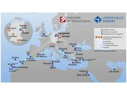 Sommerflugplan 2024: Neue Ziele und erweitertes Angebot ab Leipzig/Halle