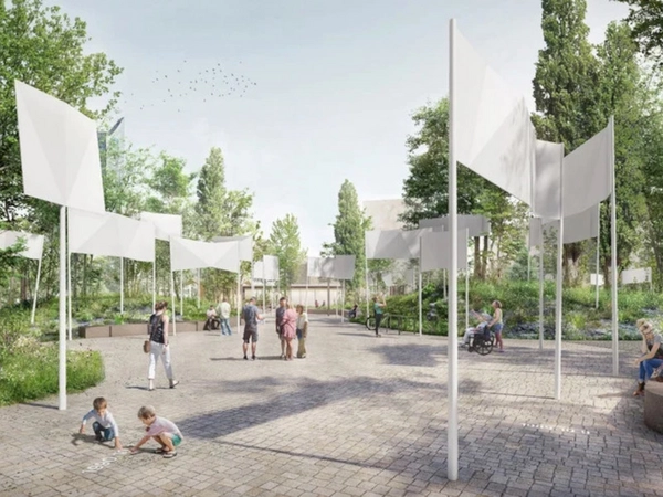 Visualisierung von "Banner, Fahnen, Transparente" des Leipziger Freiheits- und Einheitsdenkmals, Bildrechte: Atelier Loidl / Meyer, Grzesiak, ZILA / rendercircle