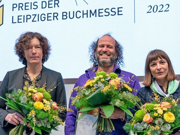 Preis der Leipziger Buchmesse 2022: Tomer Gardi, Uljana Wolf und Anne Weber., Foto: Leipziger Buchmesse