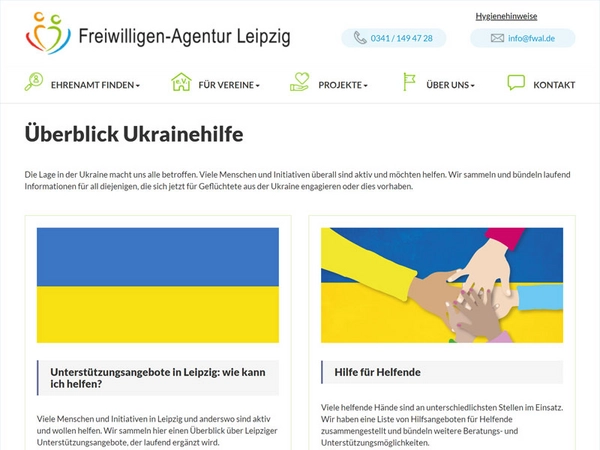 Internetseite der Freiwilligen-Agentur Leipzig