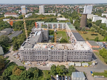 Sechs Monate nach der Grundsteinlegung: LWB feiert Richtfest in Leipzig-Mockau Sechs Monate nach der Grundsteinlegung: LWB feiert Richtfest in Leipzig-Mockau