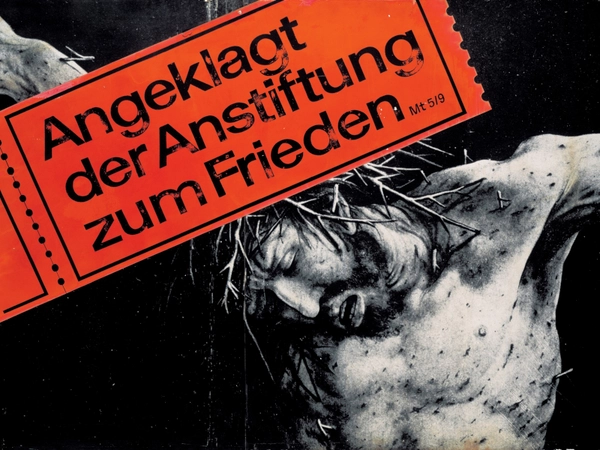 Matthias Klemm, Angeklagt der Anstiftung zum Frieden, Collage, 1982, Inv.-Nr.: V/280/2004