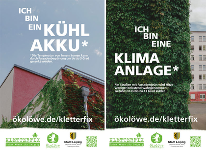 Ökolöwe startet Plakat-Aktion in Leipzig und macht auf die Vorteile von Fassadengrün aufmerksam