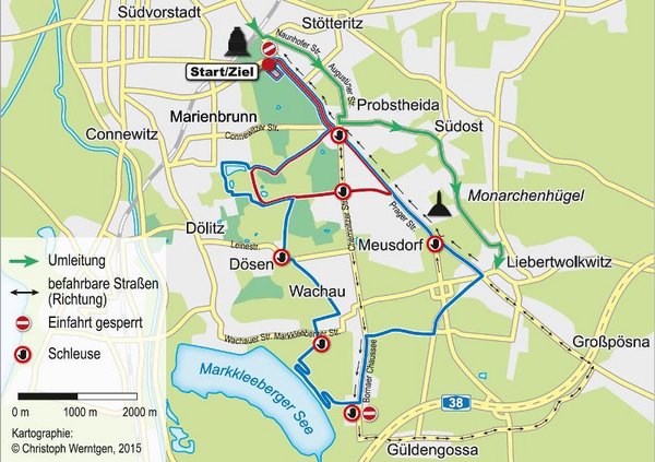 Karte Verkehrsübersicht Halbmarathon Leipzig 2016