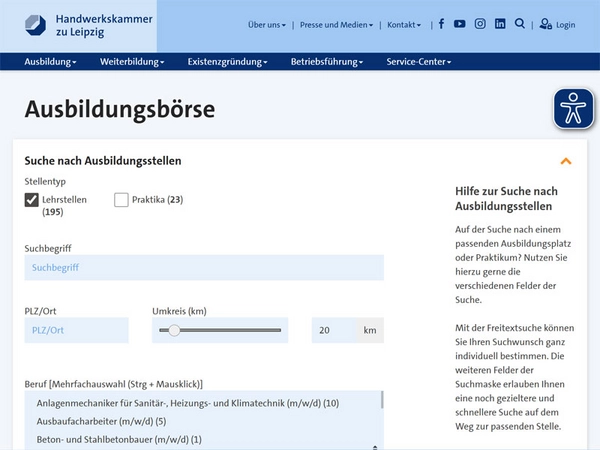 Handwerkskammer zu Leipzig: Lehrstellen- und Praktikumsbörse