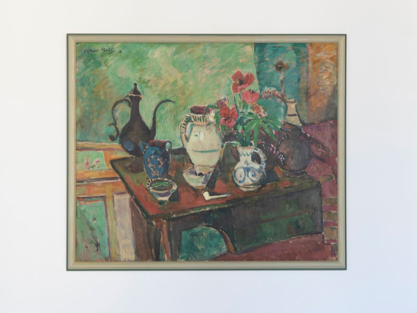 Oskar Moll: Stillleben mit Mohn und schwarzer Kanne, 1916, Öl auf Leinwand 100 x 120 cm, Foto: Bayer AG / Dirk Hansen
