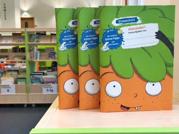 Nachhaltiges Hausaufgabenheftes Möhrchen, Foto: Leipziger Städtische Bibliotheken