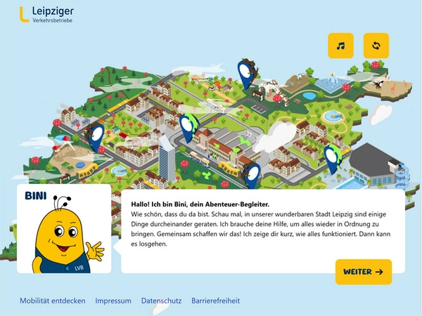 Digitale Kinderwelt der LVB: Bini und das verzauberte Stadtabenteuer