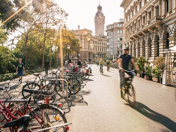 Radfahrer in der Leipziger Innenstadt, Foto: Tom Thiele