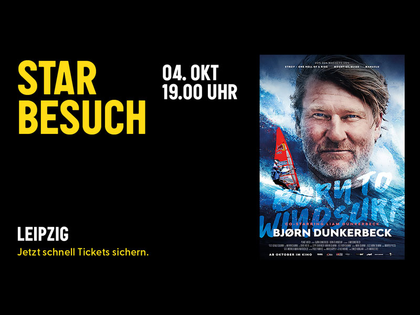 Bjørn Dunkerbeck live: Starbesuch zum Film „Born to Windsurf” im CineStar Leipzig