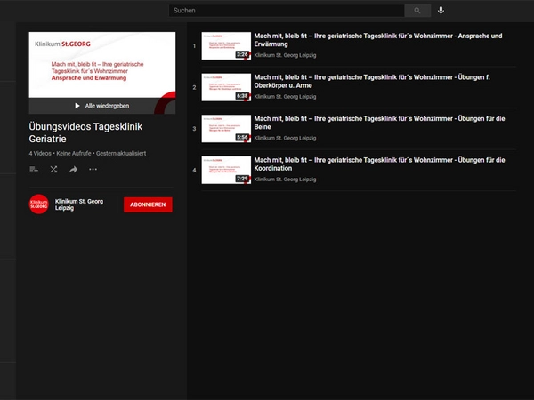 Klinikum St. Georg YouTube Kanal: Fitness –Videos
