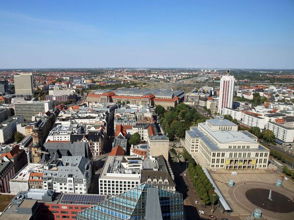 Leipzig - Blick auf die Innenstadt zum Hauptbahnhof, Foto: Andreas Schmidt