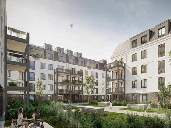 Visualisierung Quartier Becker³: Innenhof, Visualisierung: AOC Die Stadtentwickler