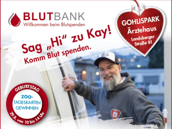 UKL-Blutbank feiert 11 Jahre Blutspende im GohlisPark: Am 29. August sind Blutspendewillige und Interessierte herzlich willkommen. BGrafik: UKL