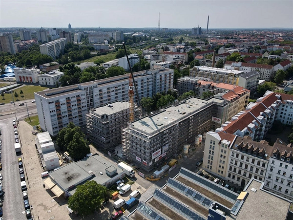 LWB Neubau: Bernhard-Göring-Straße 17 aus der Luft, Foto: Peter Usbeck