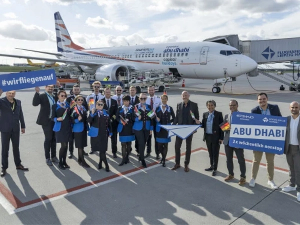 Erstflug vom Flughafen Leipzig/Halle nach Abu Dhabi, Foto: Mitteldeutsche Flughafen AG