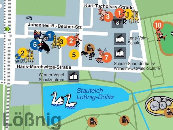 Kinderstadtplan Lößnig: Ausschnitt, Grafik: Ulrike Leistner