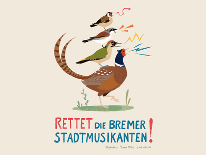 Aktion "Rettet die Bremer Stadtmusikanten" des NABU Leipzig