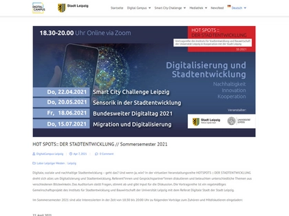 Referat Digitale Stadt der Stadt Leipzig lädt zur Veranstaltungsreihe "HOT SPOTS :: DER STADTENTWICKLUNG" ein