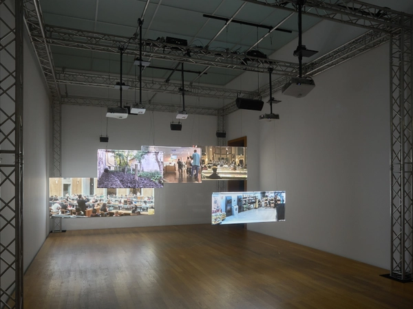 Videoinstallation re:miserere des Künstlerduos Mailand / Innenhof im Museum der bildenden Künste Leipzig, Foto: MdbK