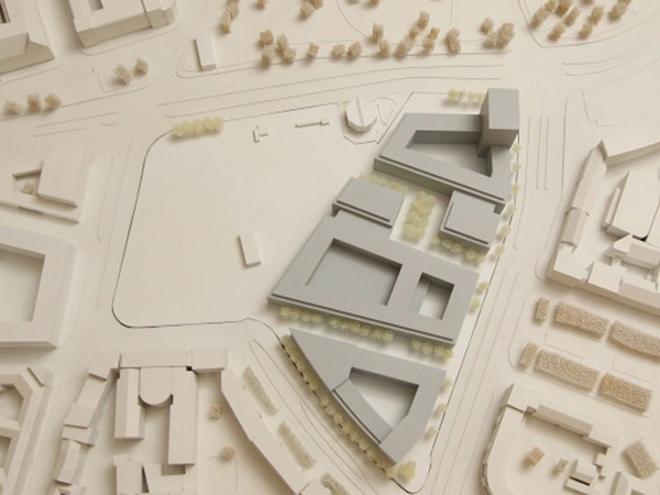 Das Plangebiet mit Umfeld im Modell, Stand 2020, Foto: Stadt Leipzig