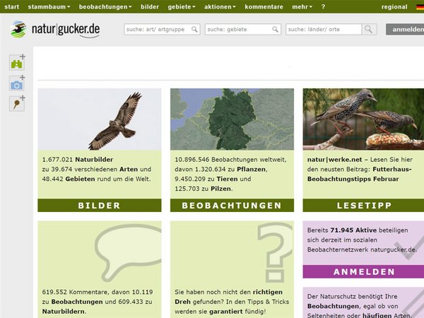 Internetseite naturgucker.de