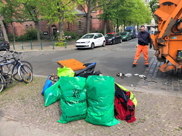 Ergebnis der Sammlung am Bürgergarten. Foto: Stadtreinigung Leipzig