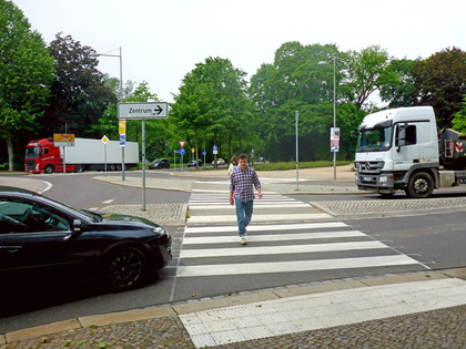 Ökolöwe begrüßt Zebrastreifen für Kreisverkehr am Clara-Zetkin-Park