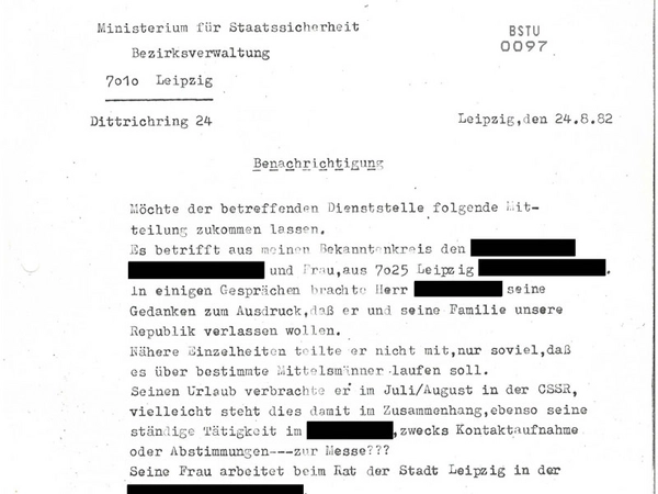 Denunziationsbrief an die Stasi-Bezirksverwaltung Leipzig, 1982, Quelle: BArch, MfS, BV Lpz, BdL, Nr. 01804, S. 97