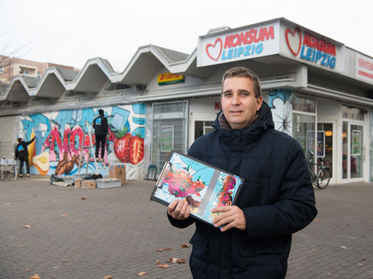 Farbenfroher Hingucker: Konsum Leipzig verschönert Filiale in Paunsdorf mit Graffitikunst