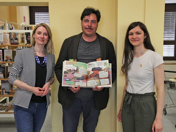 Lesetage im Naturkundemuseum Leipzig: Autorin Henriette Joseph, Markus Ranft und Konstanze Koppe, Foto: Jenny Schwindt