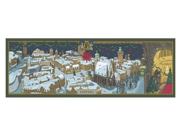 Adventskalender Leipzig: Ein Spaziergang durch die Innenstadt, Zeichnung, und Herstellung: Onlinetexte: Sabine Lange und Astrid Lange
